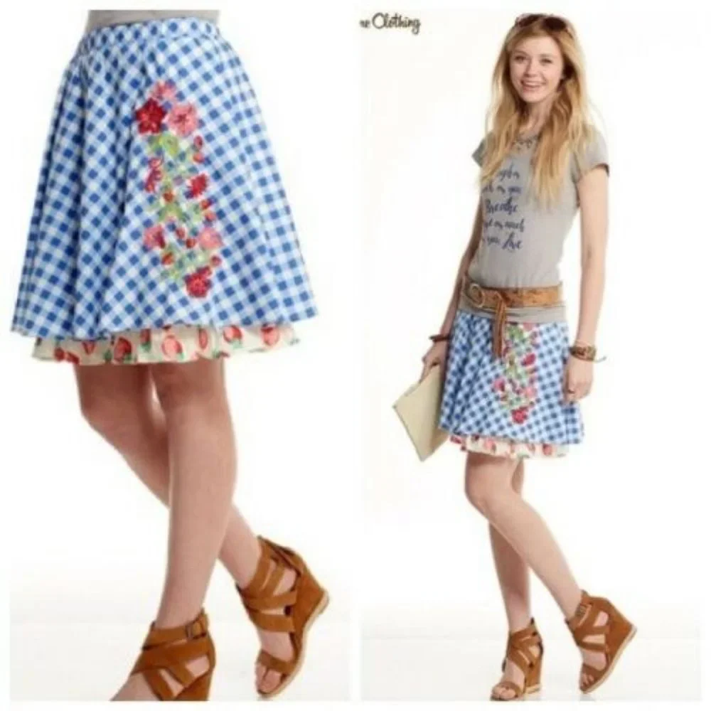 Matilda Jane DUTCH APPLE Skirt Blue Embroidere NWT‎